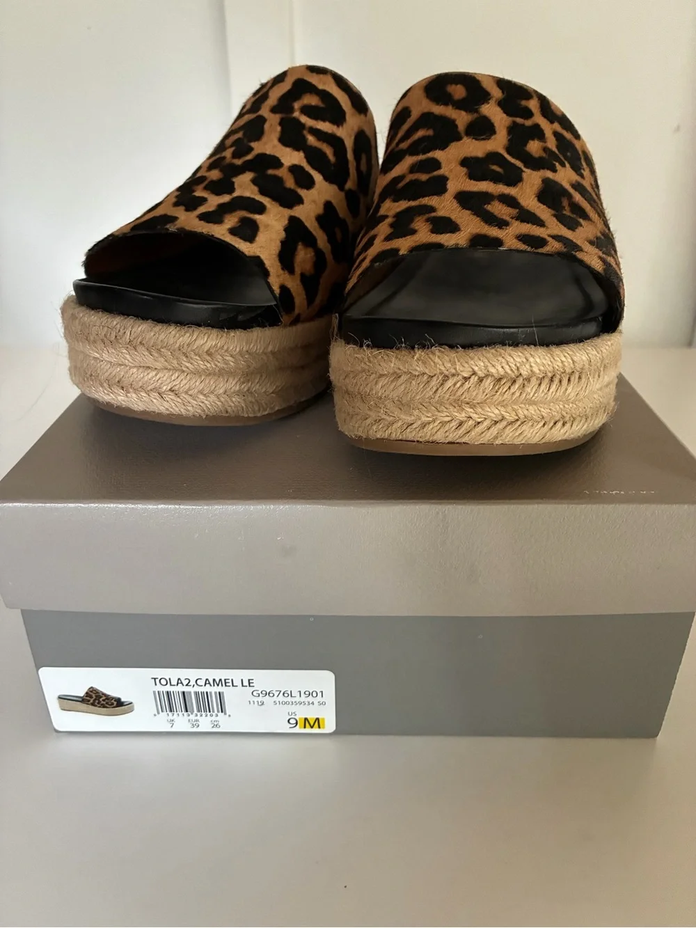 Franco Sarto Leopard Print Espadrille Slide Sandals - Camel